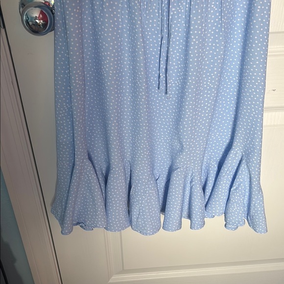 LOFT Blue and White Ruffled Mini Sundress - Picture 4 of 8